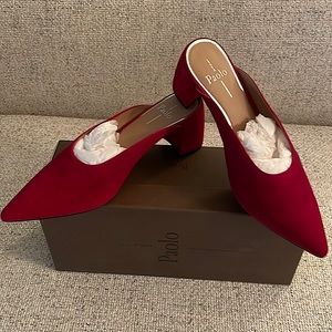 Paolo Red suede mules, these are beautiful dress up dress down casual. 🥰